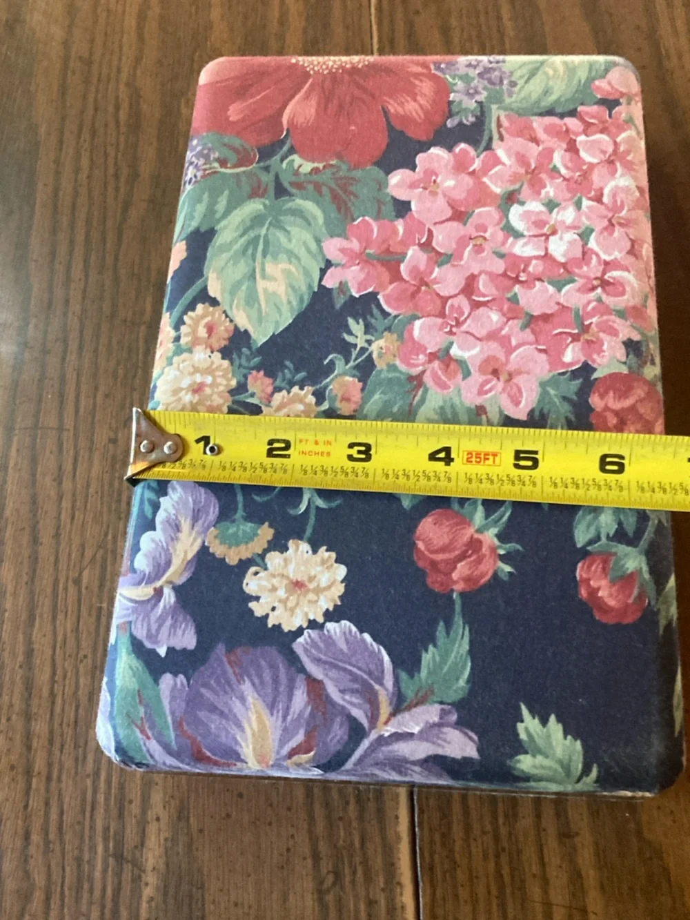 Hard case vintage Floral Jewelry Organizer Box with Mirror travel storage